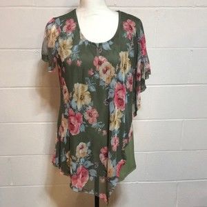 OSO Casuals Mesh Overlay Top - NWOT Med.